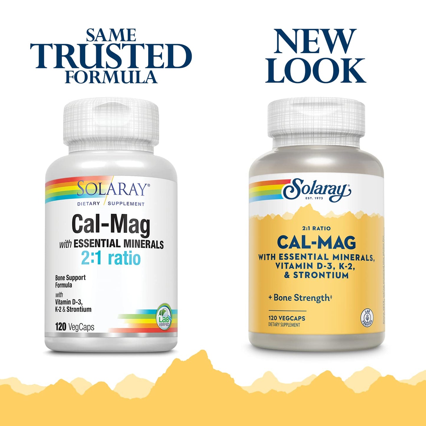 Solaray Cal-Mag with Essential Minerals Calcium, Magnesium, Strontium, Vitamins D-3 & K-2 Capsules, 120 VegCaps