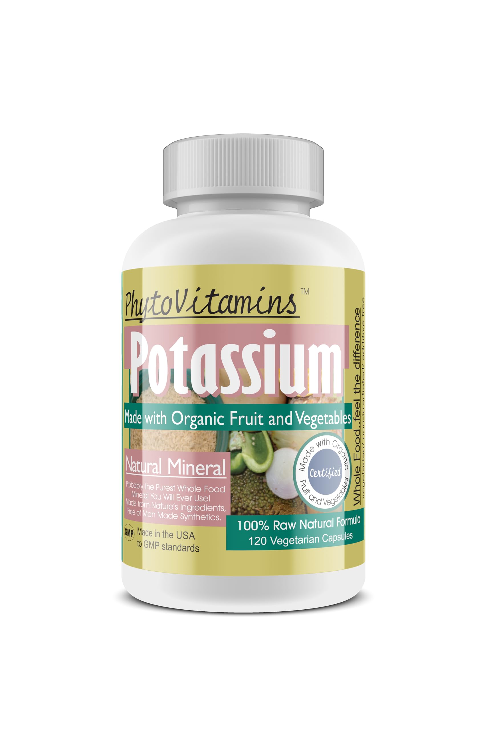 Nature's Brands Organic Whole Food Potassium Capsules 120 Count