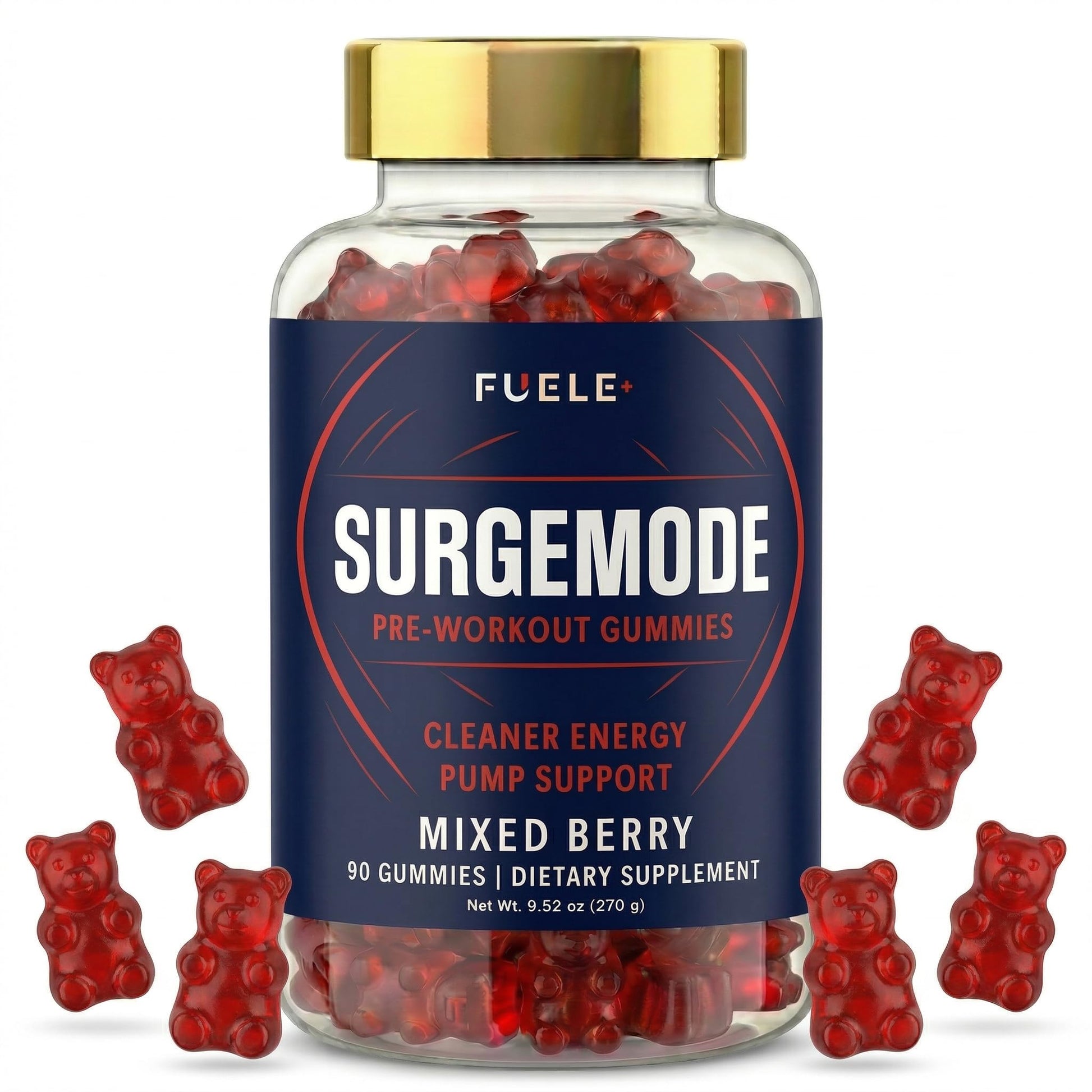 FUELE+ Pre Workout Gummies with Caffeine – Clean Energy & Pump Support, Citrulline, Beta-Alanine & Electrolytes – Sugar Free Vegan Gummies, Mixed Berry, 90 Count