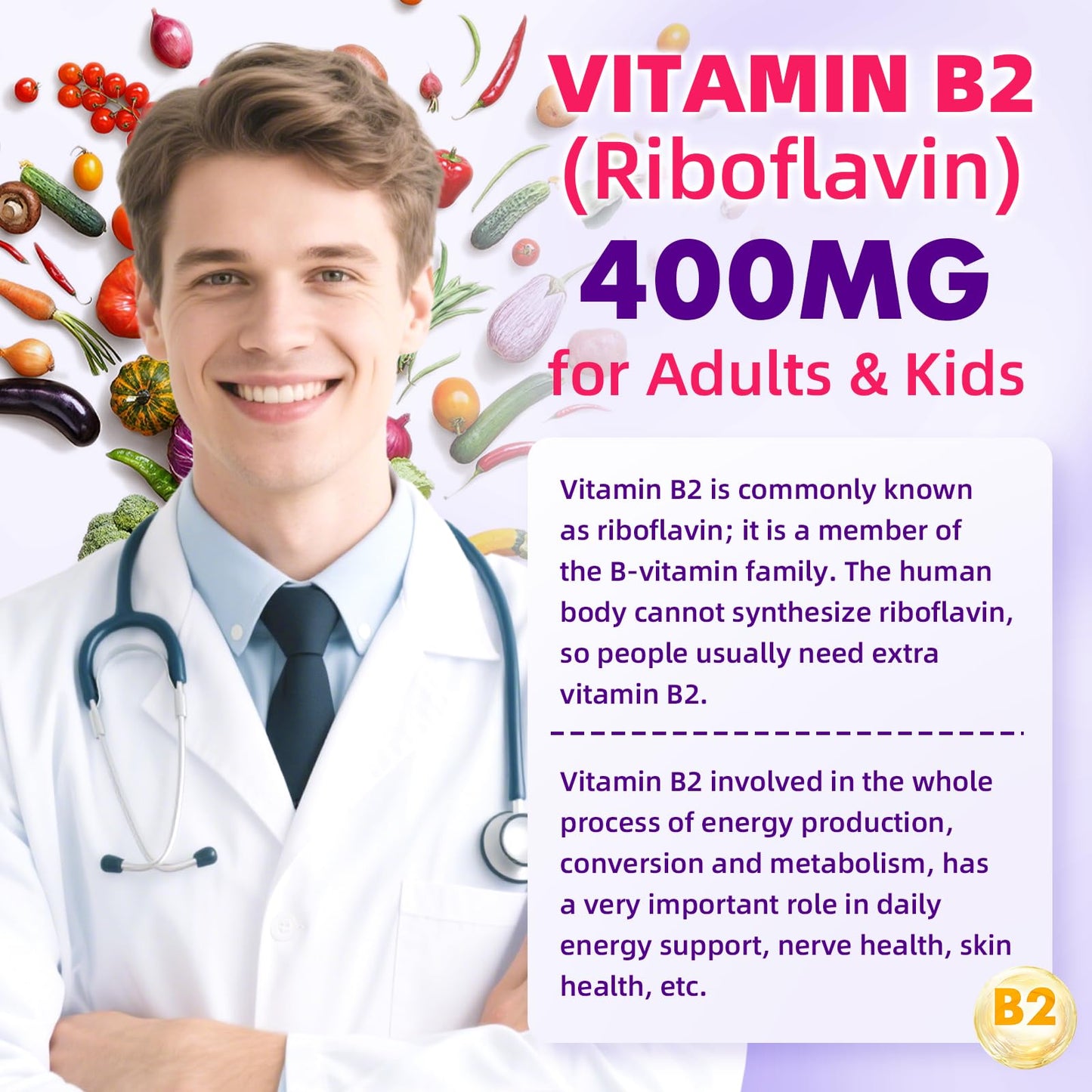 VCCHUYH Vitamin B2 Gummies 60 Count