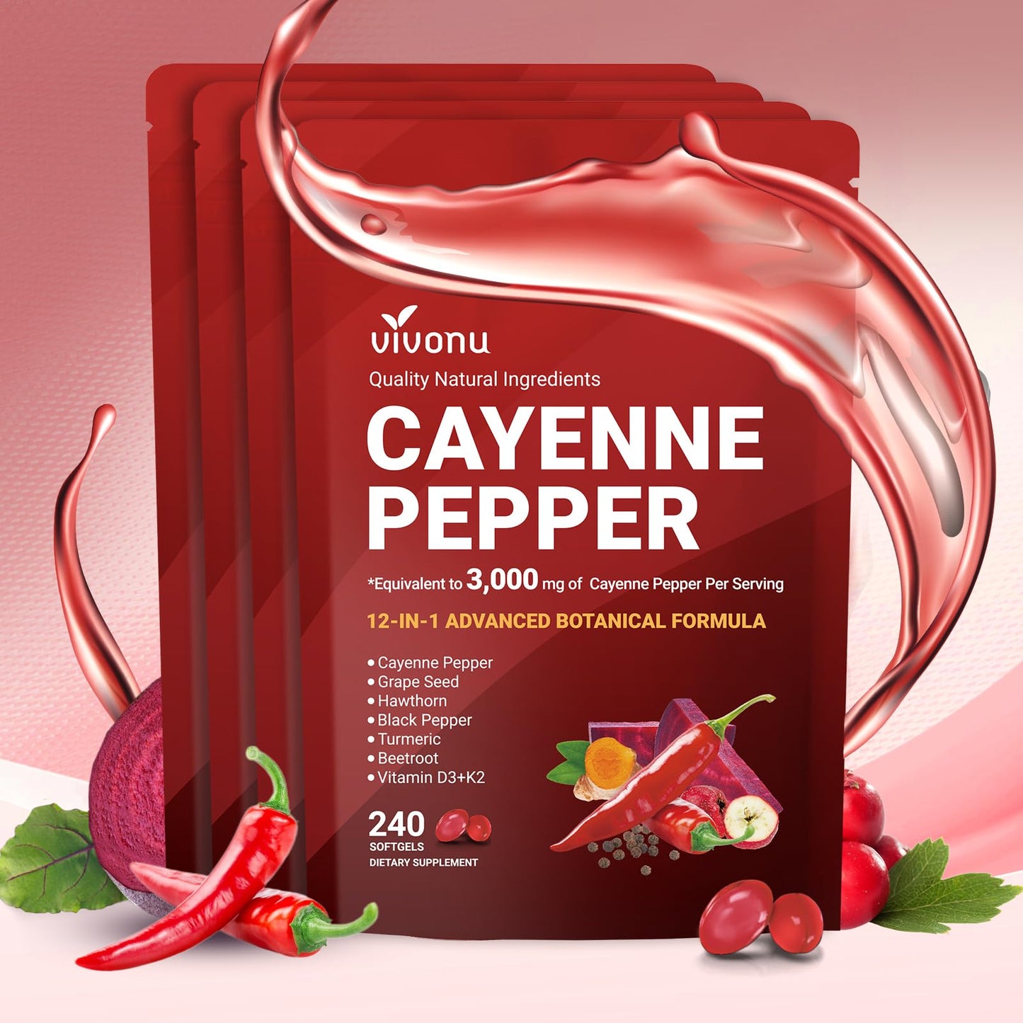 VivoNu Cayenne Pepper Capsule 240 Count