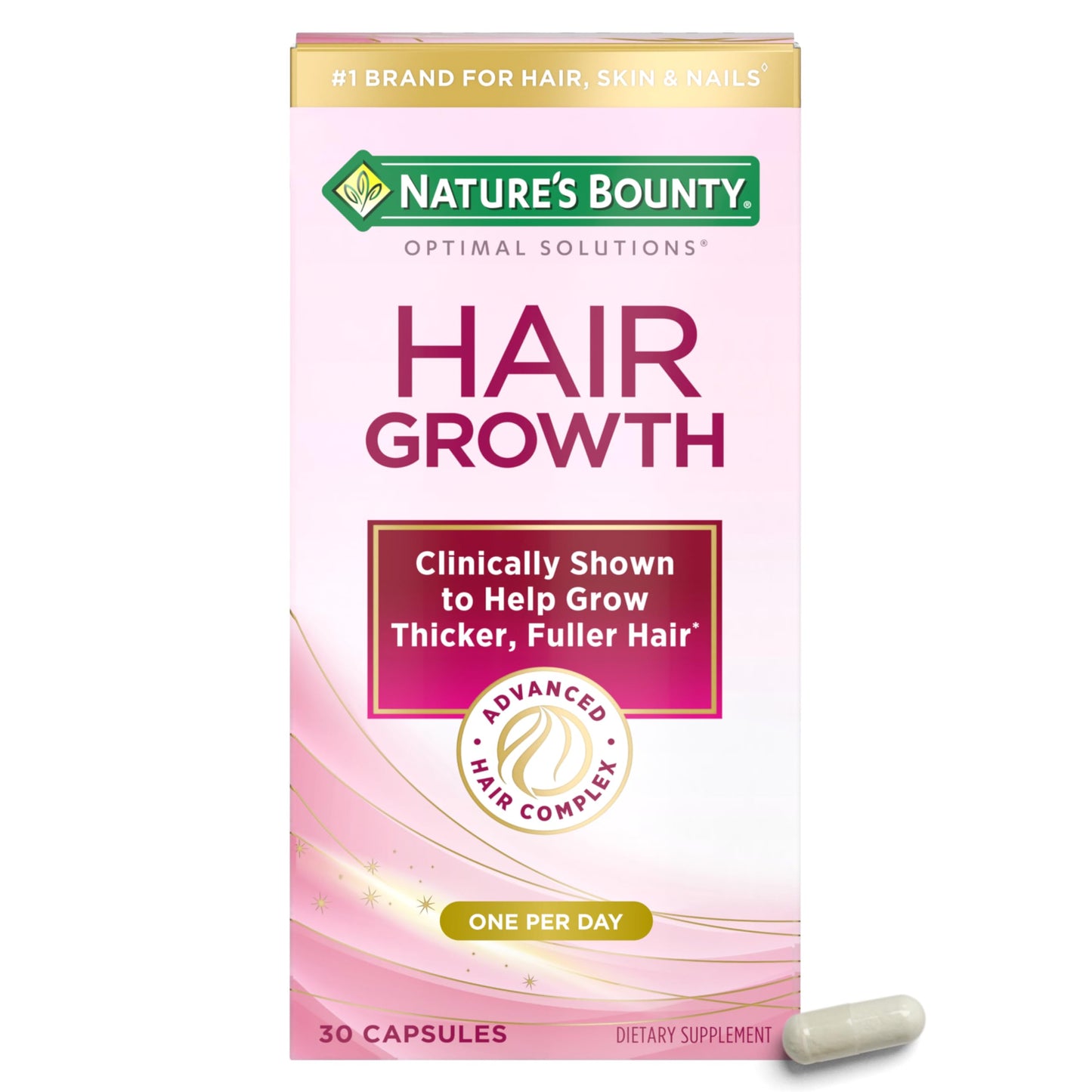 Nature's Bounty Optimal Solutions Hair Growth Vitamin Supplement Capsule, 30 Count