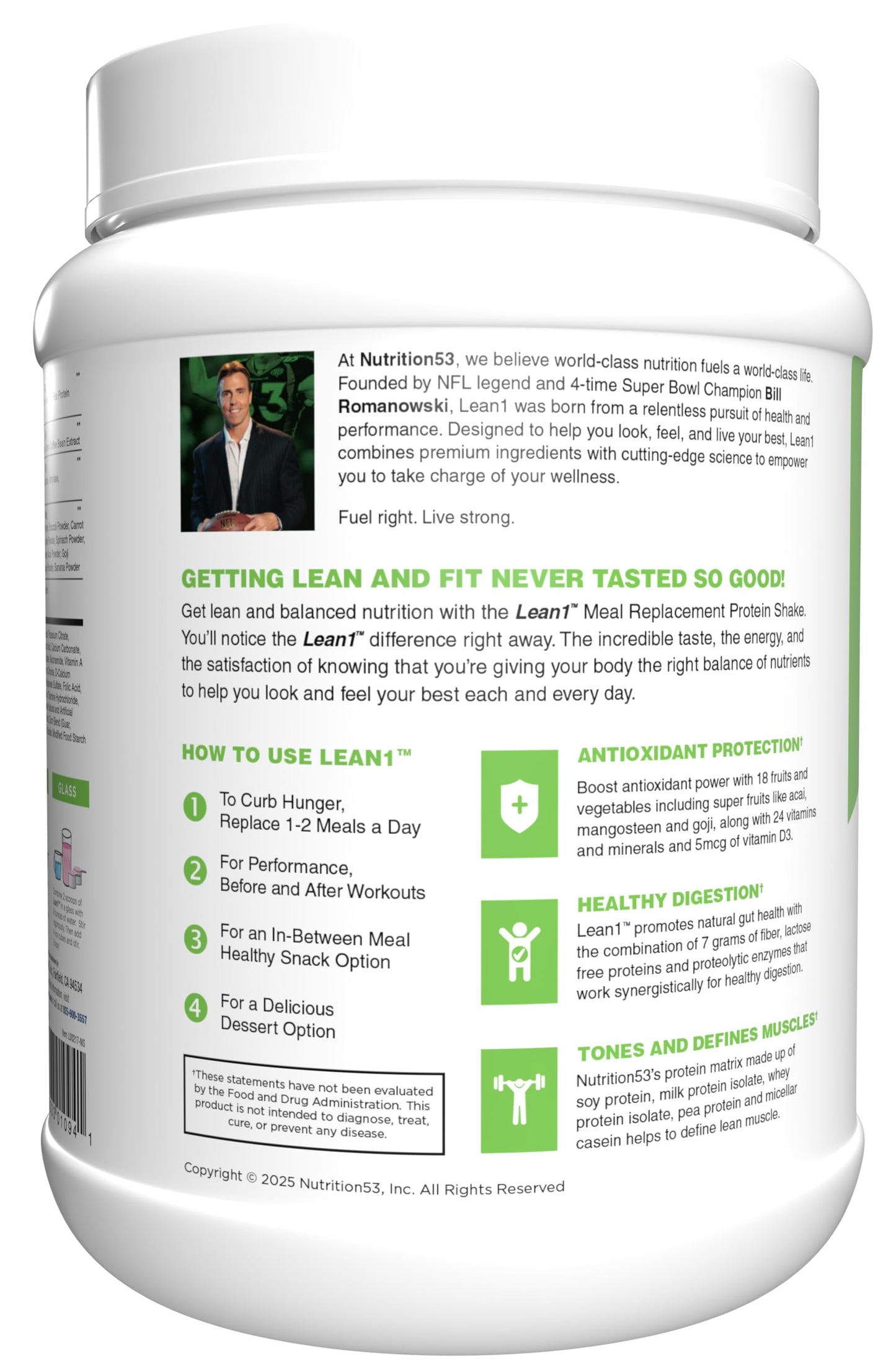 N53 Lean1 Meal Replacement Protein Shake Strawberry Flavor Powder 27.5