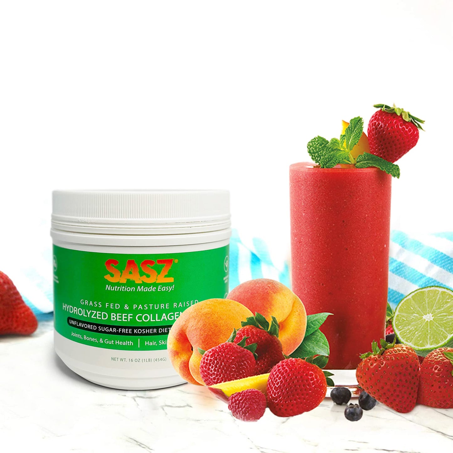 SASZ Hydrolyzed Bovine Collagen Peptides Powder 16