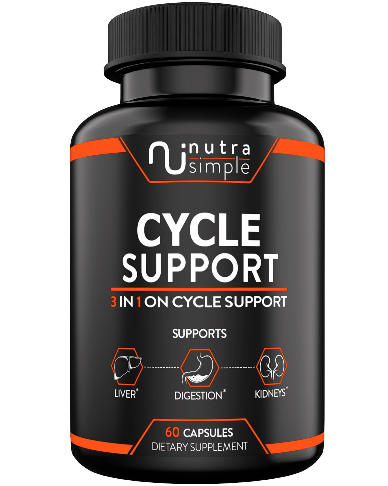 Nutra Simple Cycle Support Supplement for Men & Women - Natural Liver Cleanse Detox & Repair - Gut Health & Kidney Support with Milk Thistle, Beet Root, Dandelion, Choline, Artichoke Extract, 60 Capsules