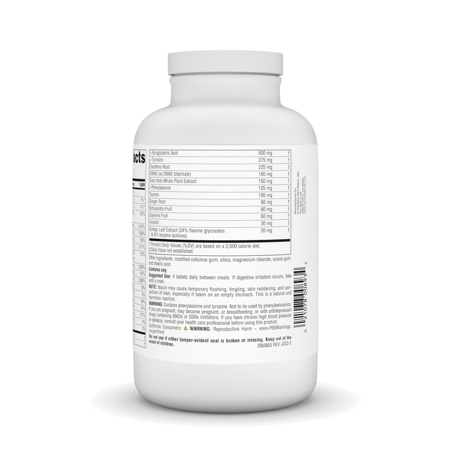 Source Naturals Mental Edge Brain Boosting Supplement 240 Tablets