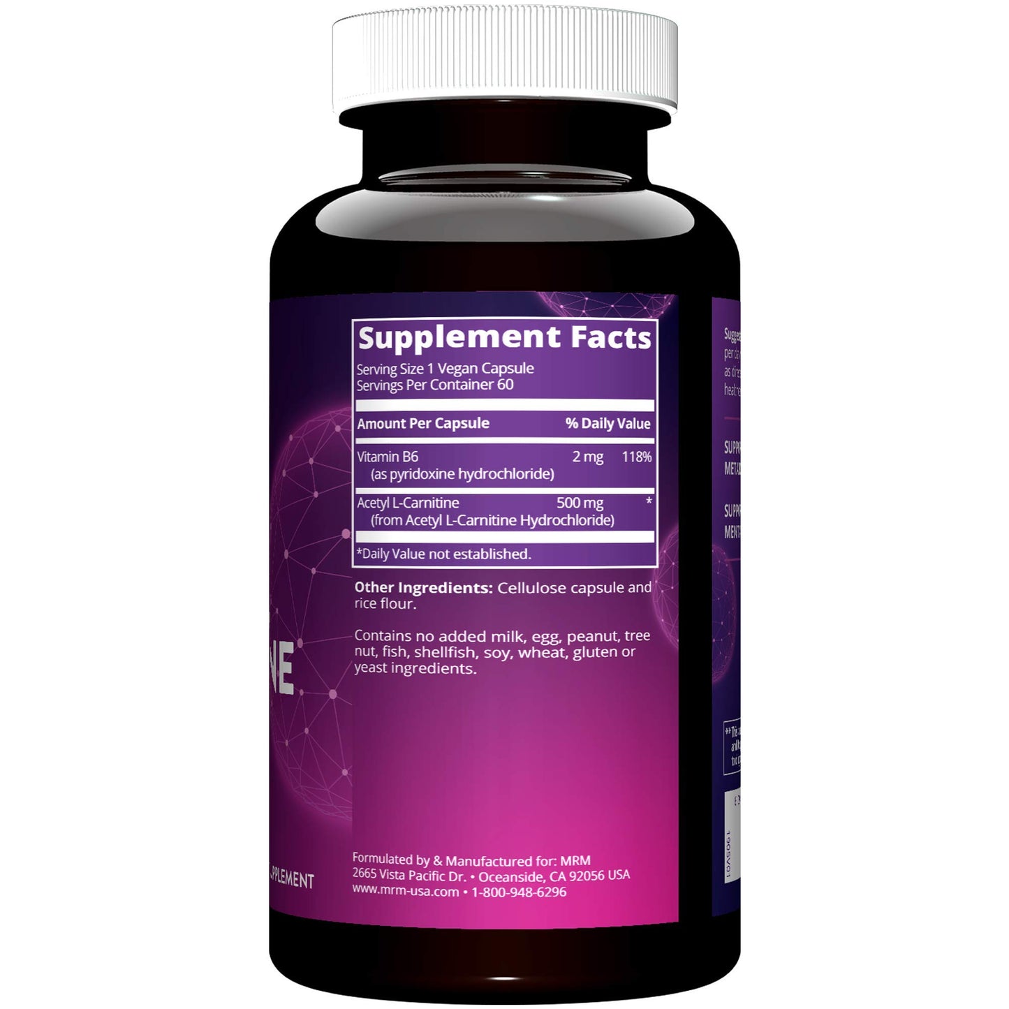 MRM Acetyl L-Carnitine 500mg Capsule, 60 Count