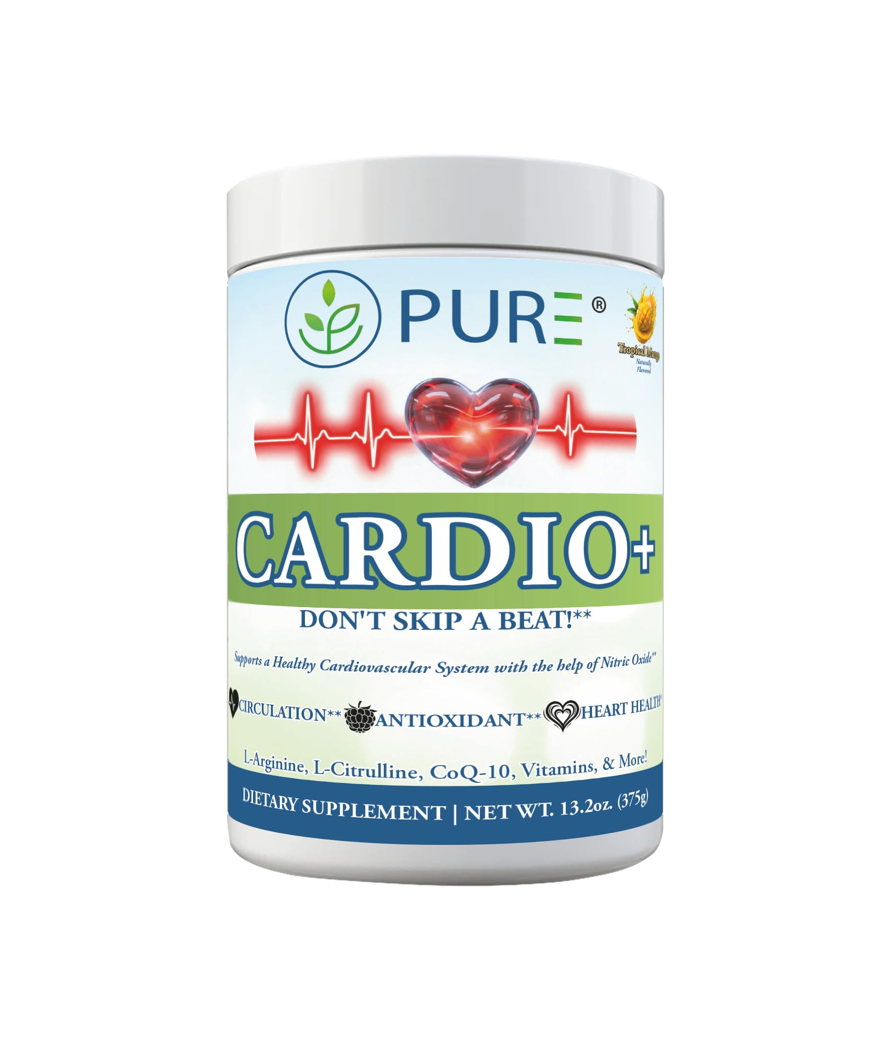 PURE Cardio+ Nitric Oxide Heart & Circulation Support Powder 13.18 Ounce