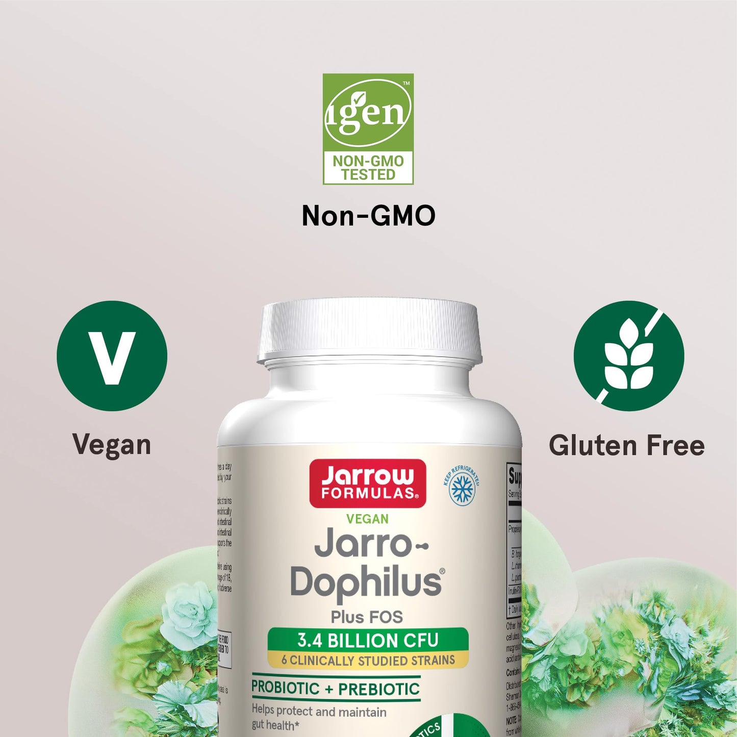 Jarrow Formulas Jarro-Dophilus + FOS 3.4 Billion CFU Per Serving Prebiotic & Probiotics Supplement for Immune & Intestine Support, Capsule, 300 Capsules