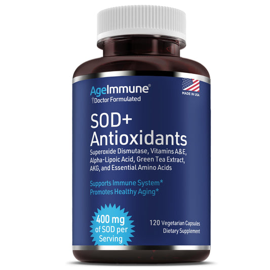AgeImmune SOD Antioxidants Complex Healthy Aging Supplement Capsules 120 Capsules