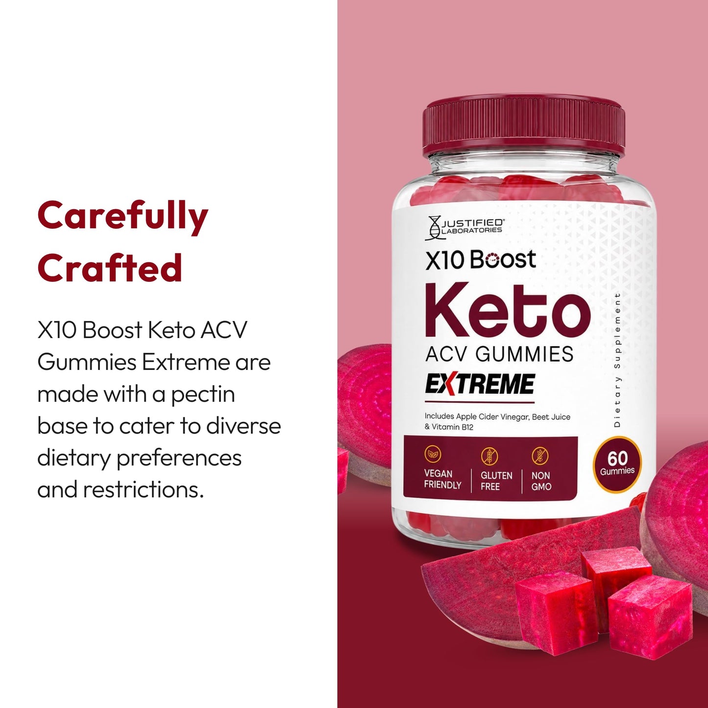 Justified Laboratories X10 Boost Keto ACV Gummies Extreme (2000 mg) - 180 Gummies