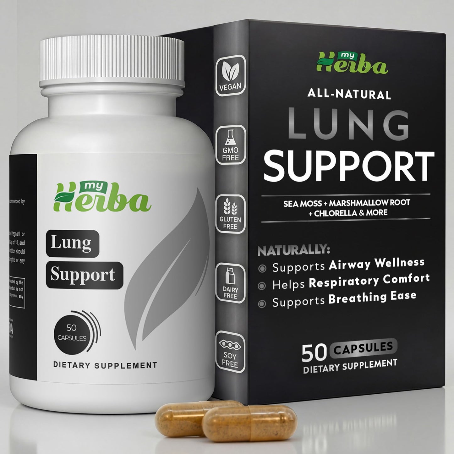 MyHerba Lung Support Supplement Capsules, 50 Capsules