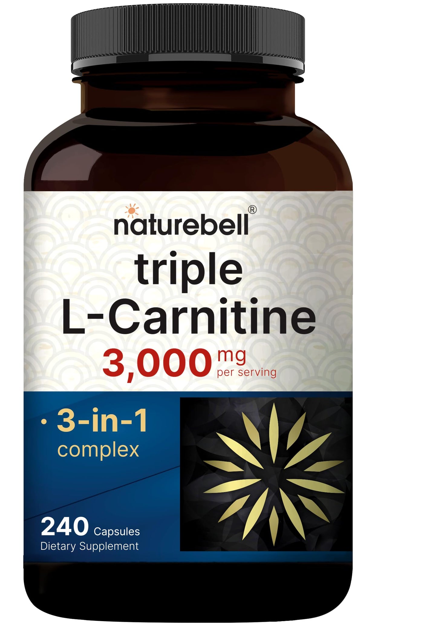 NatureBell Triple L-Carnitine 3,000 mg Per Serving, 3-in-1 Carnitine Complex with L-Carnitine HCl, ALCAR & Tartrate, 240 Capsules