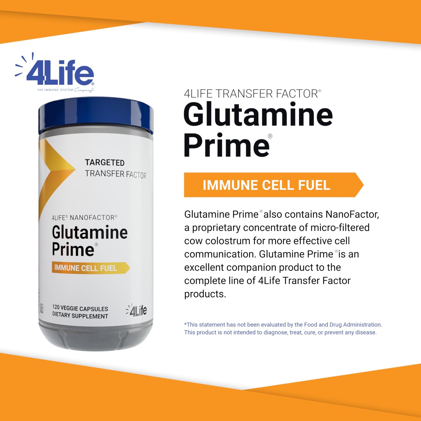 4Life Targeted Transfer Factor Glutamine Prime Immune Support 120 Capsules