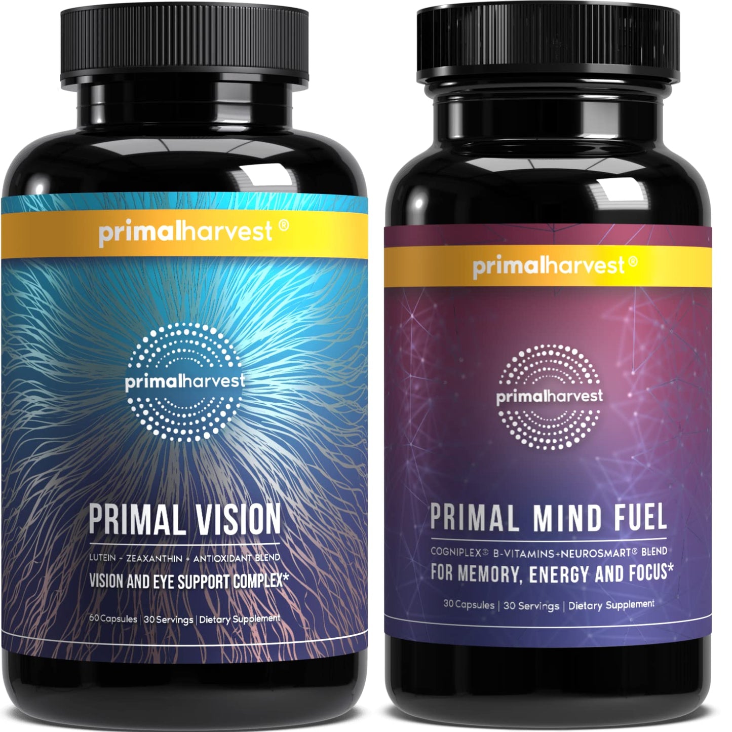 Primal Harvest Brain Boost & Vision Supplements for Women and Men Vision and Eye Support Complex with Lutein, Zeaxanthin Capsule