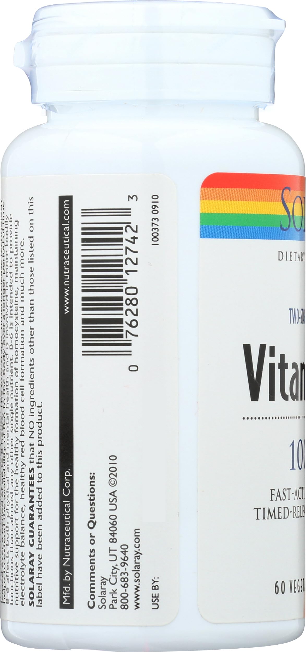 Solaray Vitamin B6 100 mg Timed Release Capsule, 60 Count