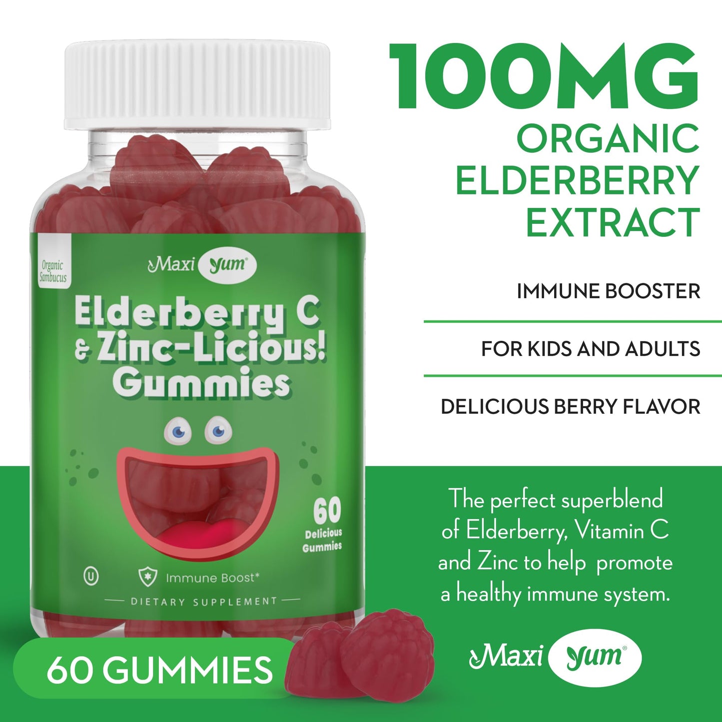 Maxi Health Elderberry Zinc Gummies 60 Count