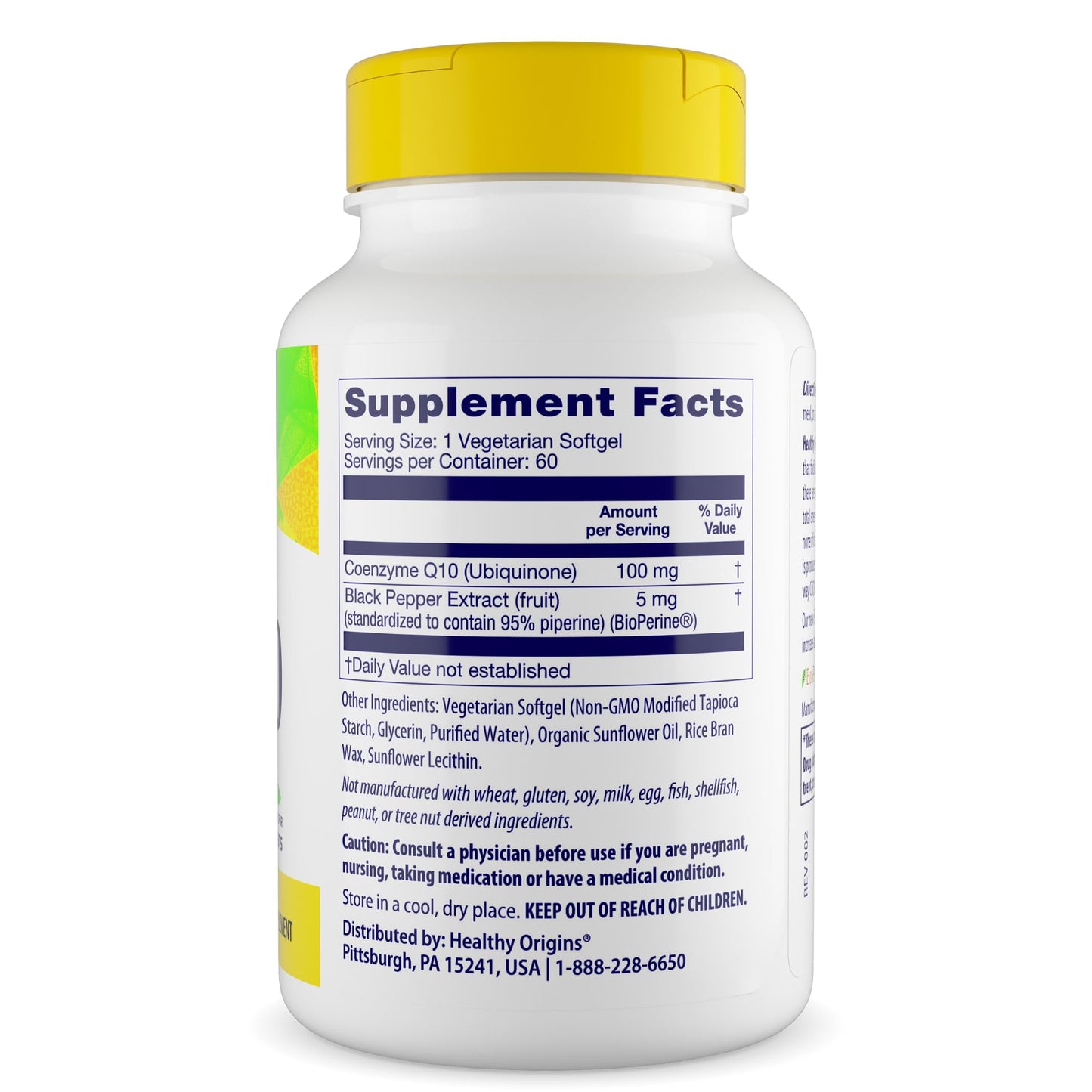 Healthy Origins Natural Enhanced CoQ10 (BioPerine) Softgels 60