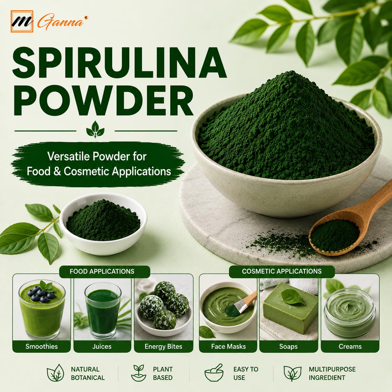 mGanna Spirulina Powder 8 Ounce