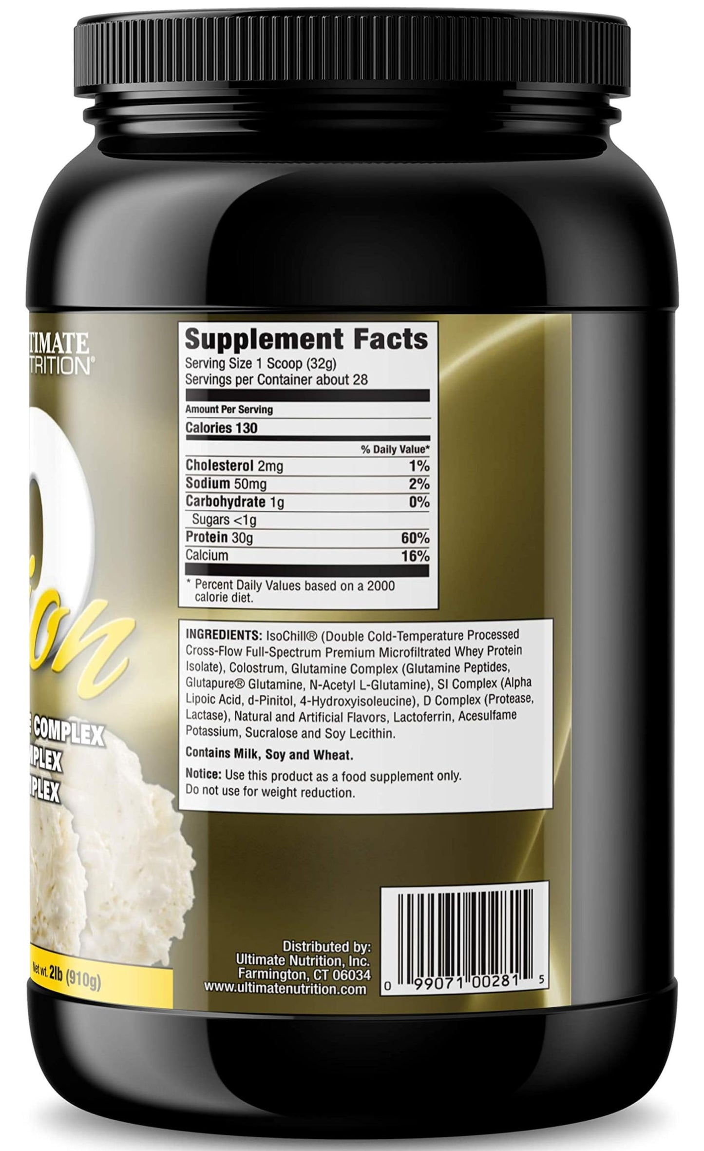 Ultimate Nutrition ISO Sensation 93 Whey Isolate Powder Vanilla Bean, 32 Servings
