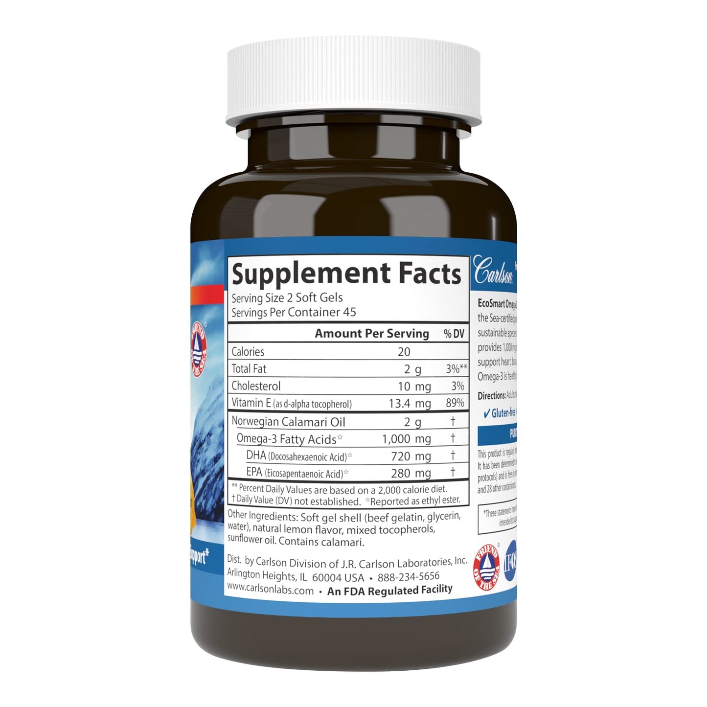 Carlson EcoSmart Omega-3 Calamari Oil Softgel 90