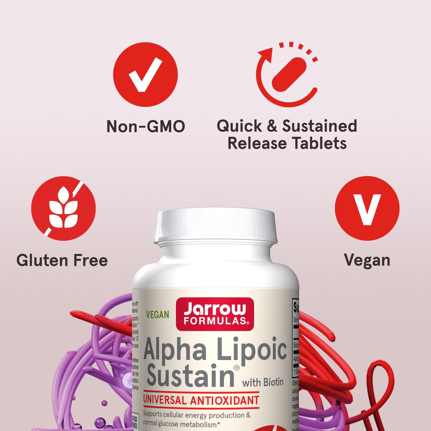 Jarrow Formulas Alpha Lipoic Sustain with Biotin, 300 mg Alpha Lipoic Acid, 60 Tablets