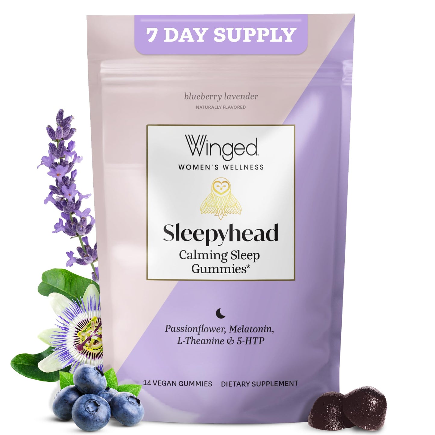 Winged Wellness Sleepyhead Natural Sleep Gummies for Women, 14 Count