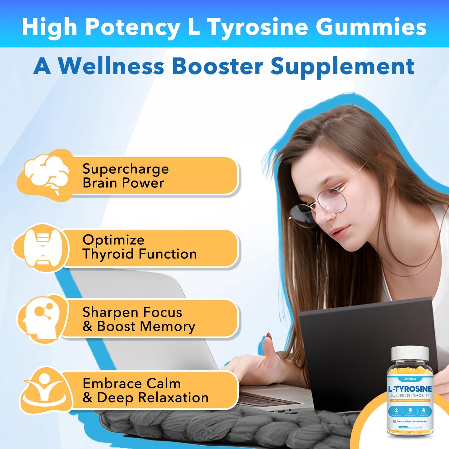 Zetelixia L-Tyrosine Gummies 120 Gummies