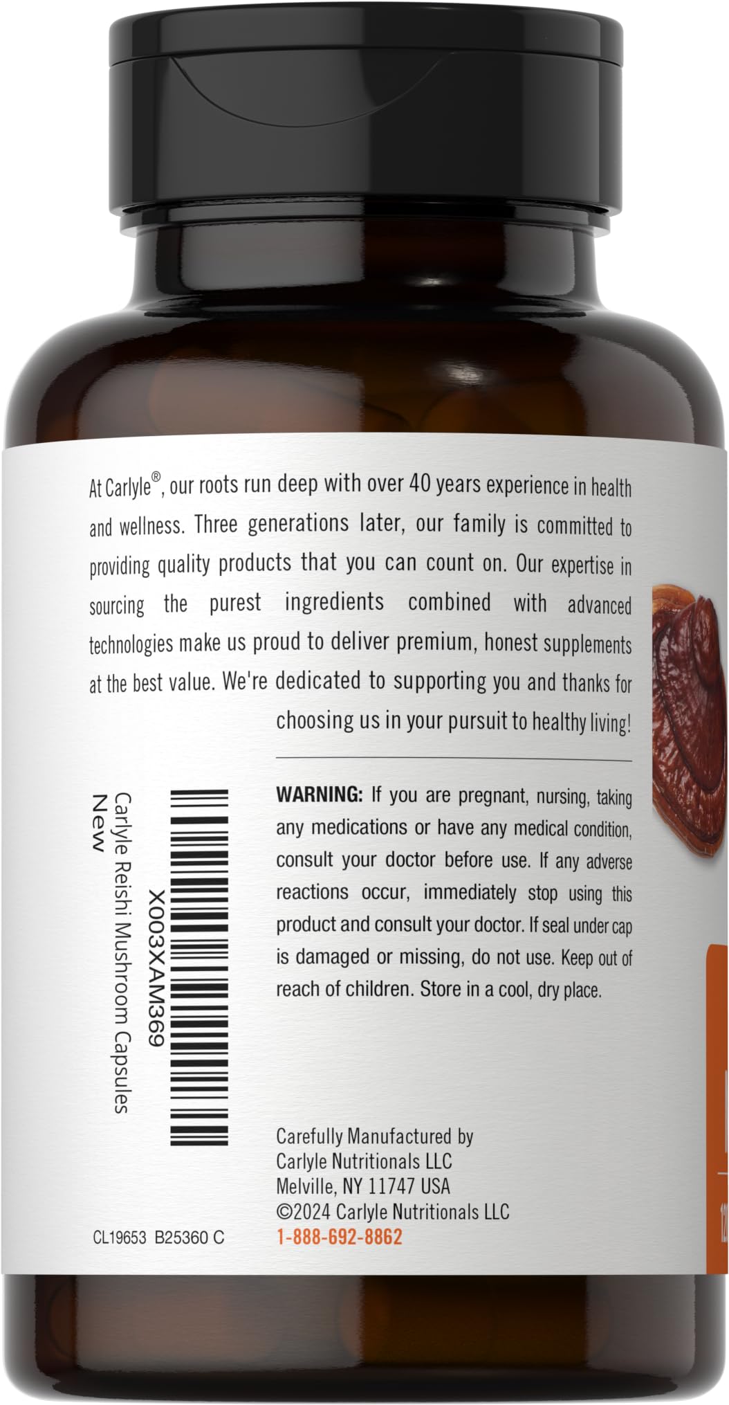 Carlyle Reishi Mushroom Extract Capsules 120 Count