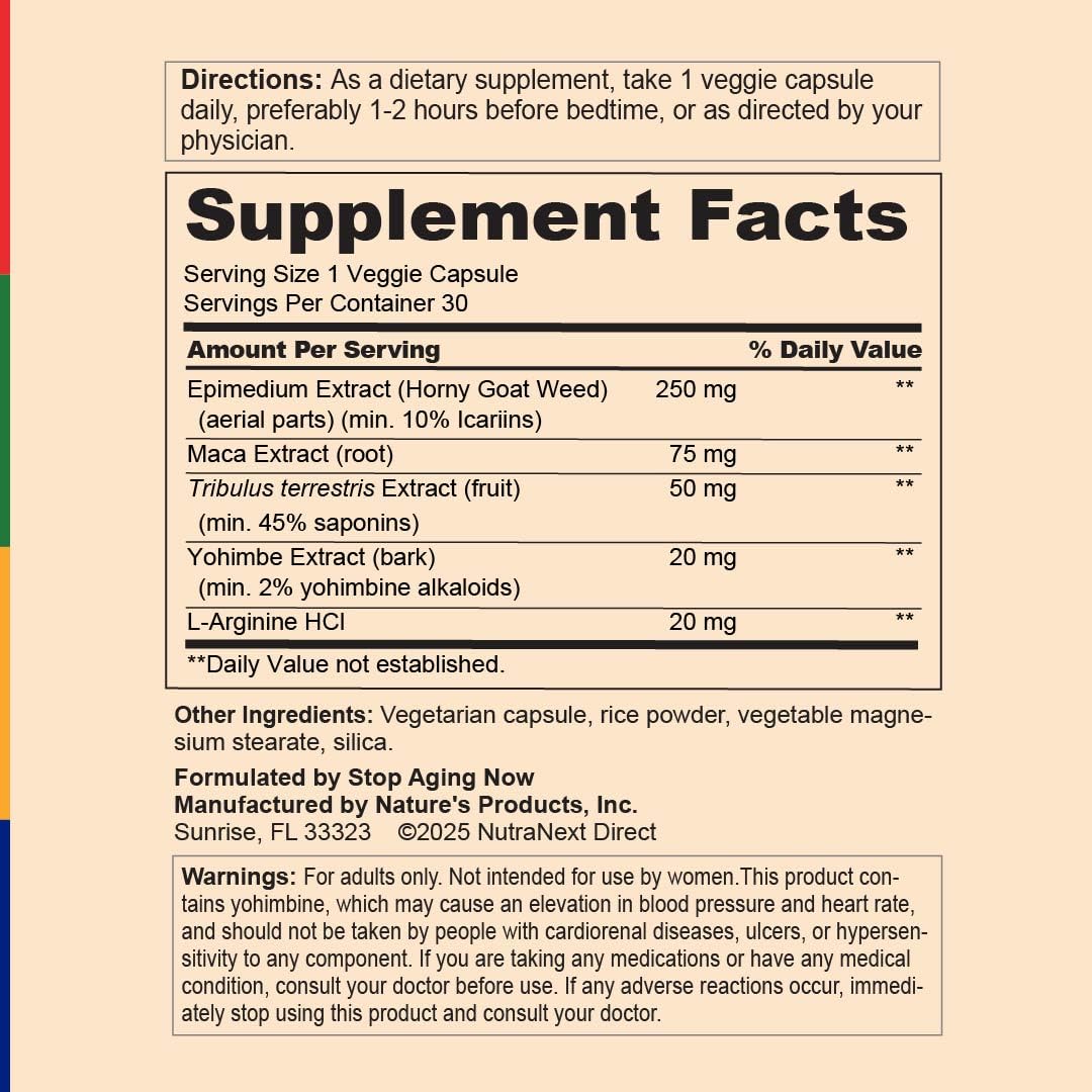 Stop Aging Now Dynamic Man Complex Supplement 30 Capsules