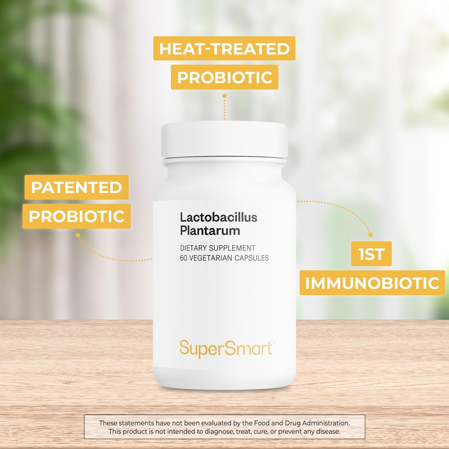 Supersmart Lactobacillus Plantarum PostBiotic 20 Billion CFU per Day (Immuno-LP20) Heat-Treated Probiotic Supplement 60 Vegetarian Capsules