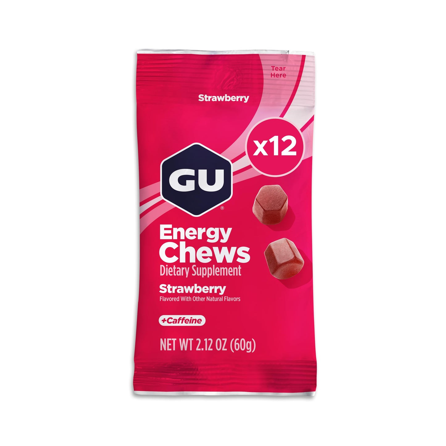 GU Energy Chews Gummy Strawberry, 12 Bags