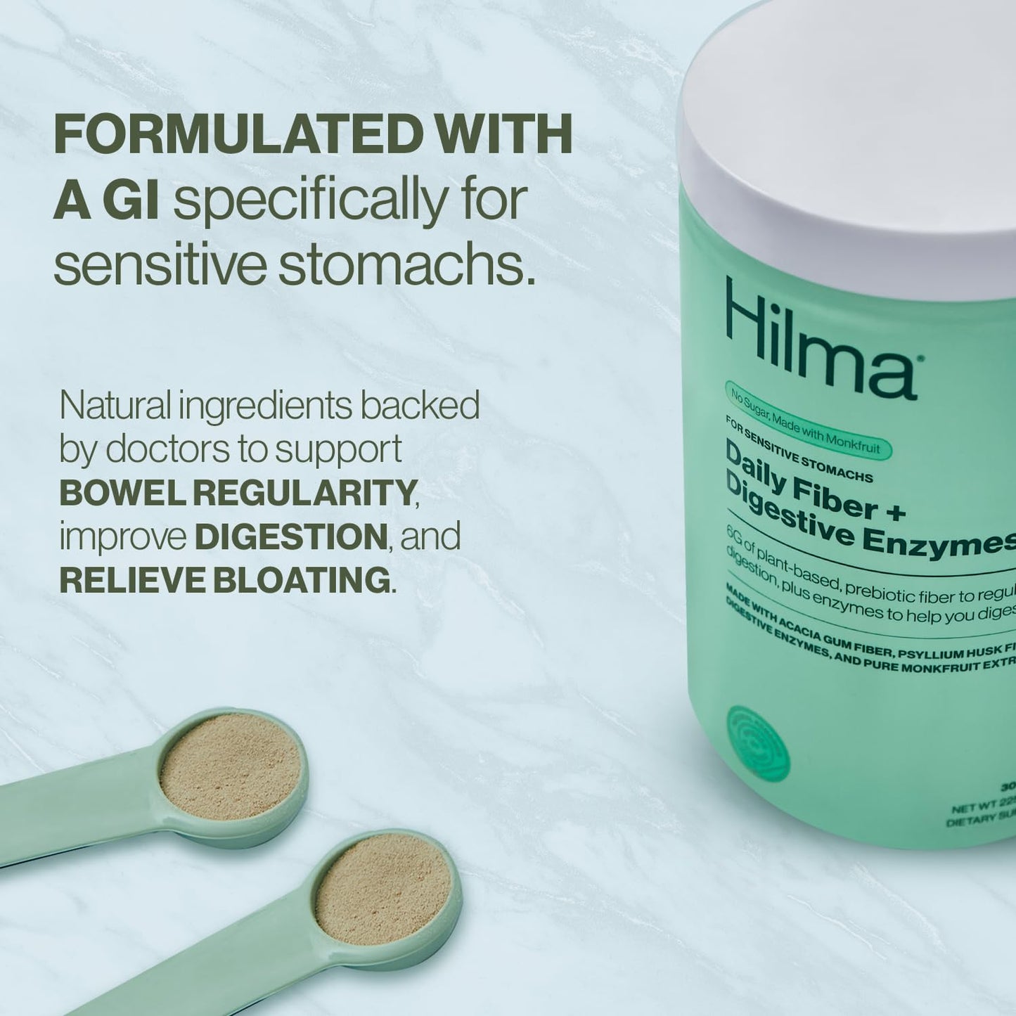 Hilma Daily Fiber and Digestive Enzymes Powder 7.94 Ounce