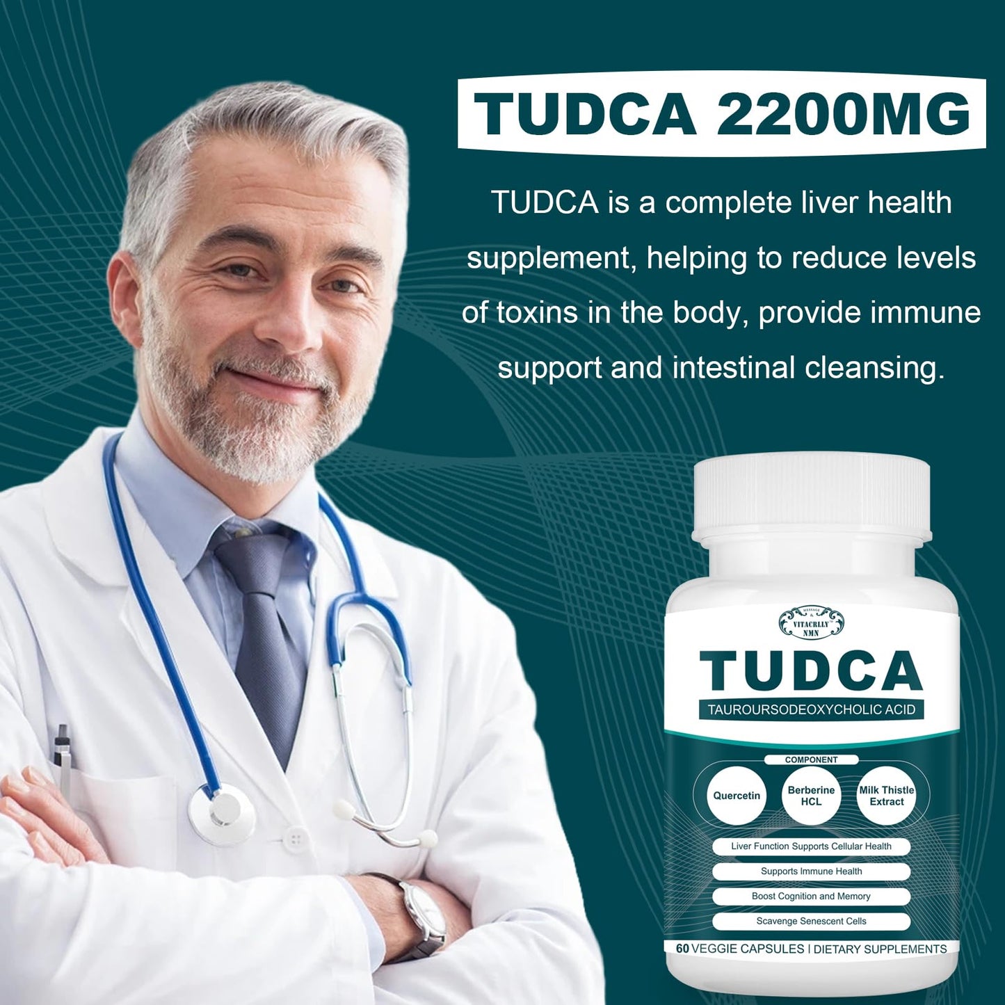 VITACRLLYNMN 2200MG TUDCA Liver Supplements 180 Capsules