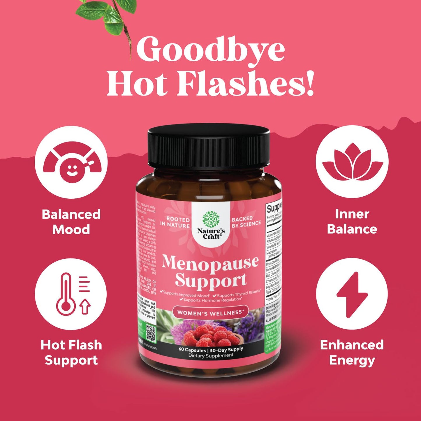 Natures Craft Complete Herbal Menopause Supplement for Women Capsules 60 Count
