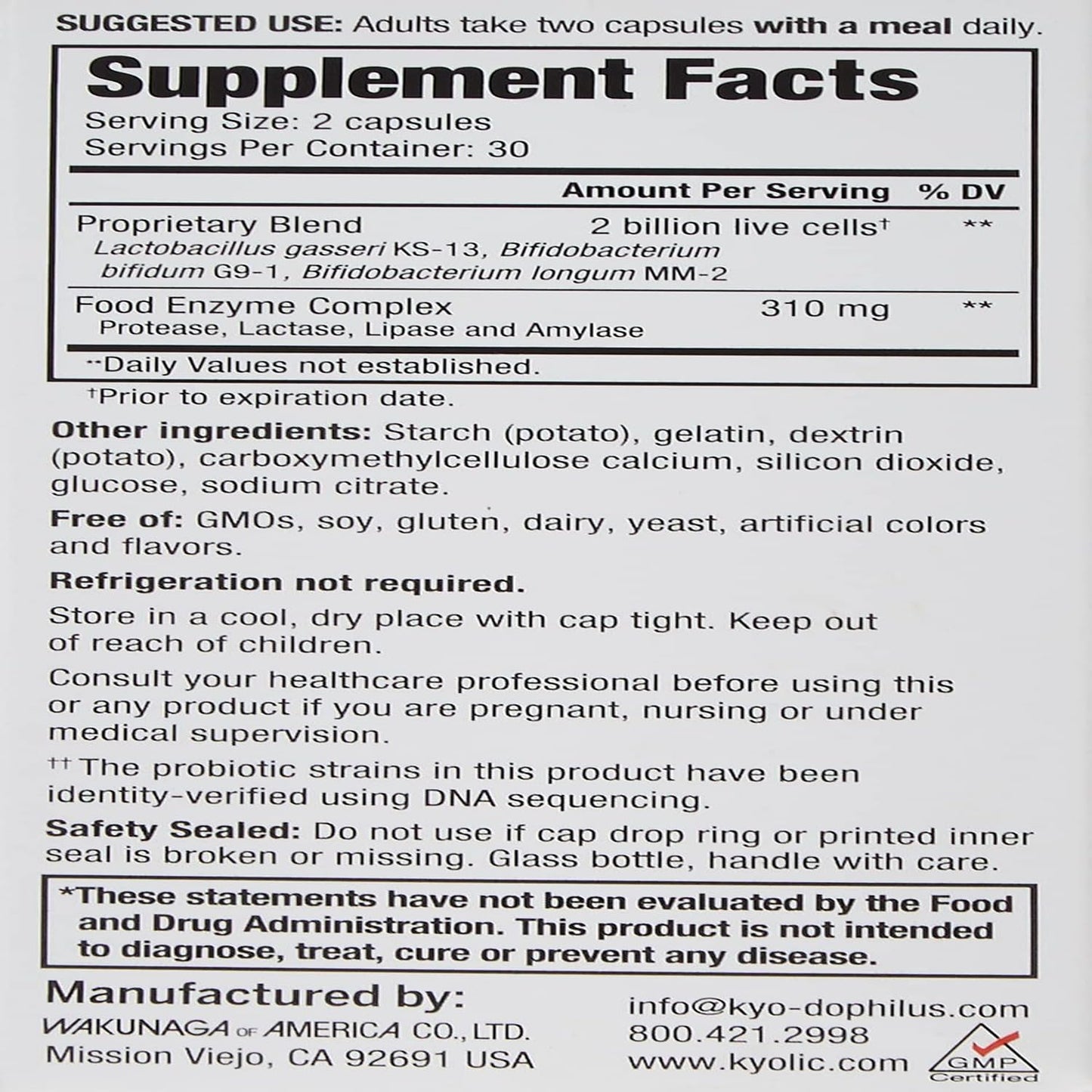 Kyolic Kyo-Dophilus Enzyme+ Probiotic, 60 Capsules