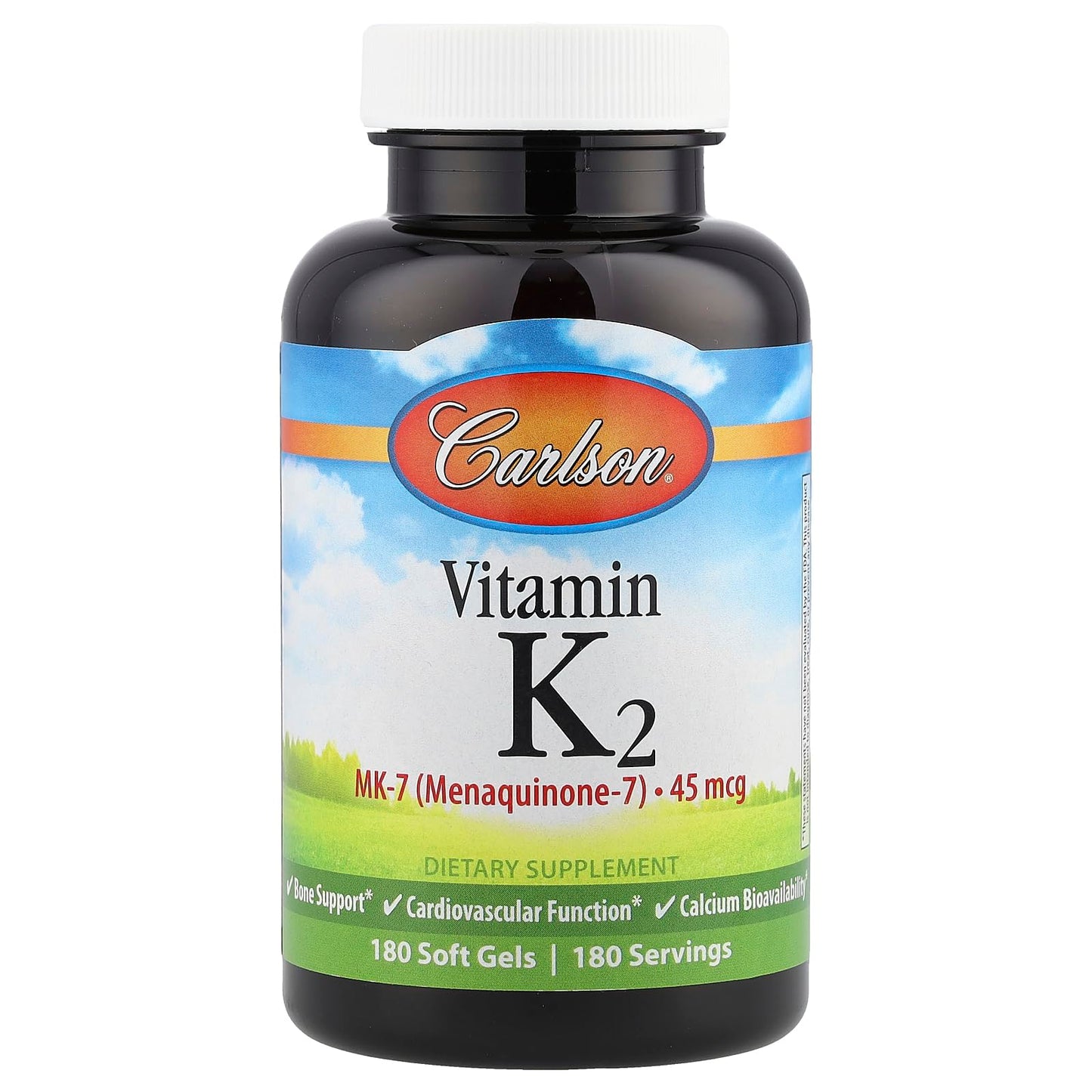 Carlson Vitamin K2-7 45 MCG Mineral Supplement Softgel, 180 Count