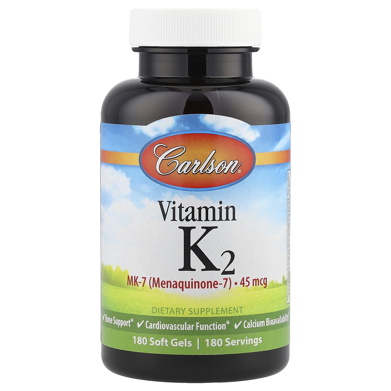 Carlson Vitamin K2-7 45 MCG Mineral Supplement Softgel, 180 Count
