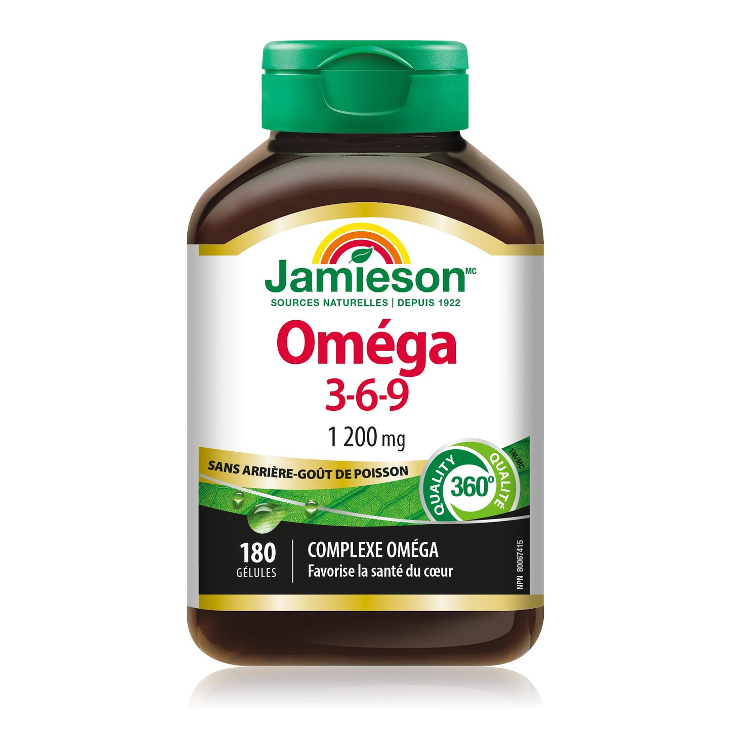 Jamieson No Fishy Aftertaste Omega-3-6-9 SoftGels 180 Count