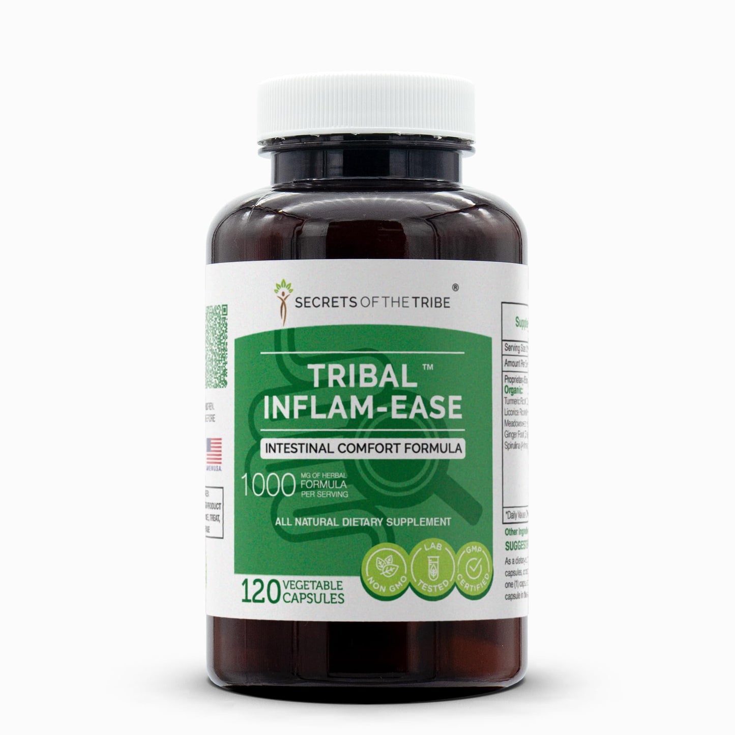 Secrets of the Tribe Tribal Inflam-Ease Intestinal Comfort Formula Herbal Supplement Blend 120 Capsules