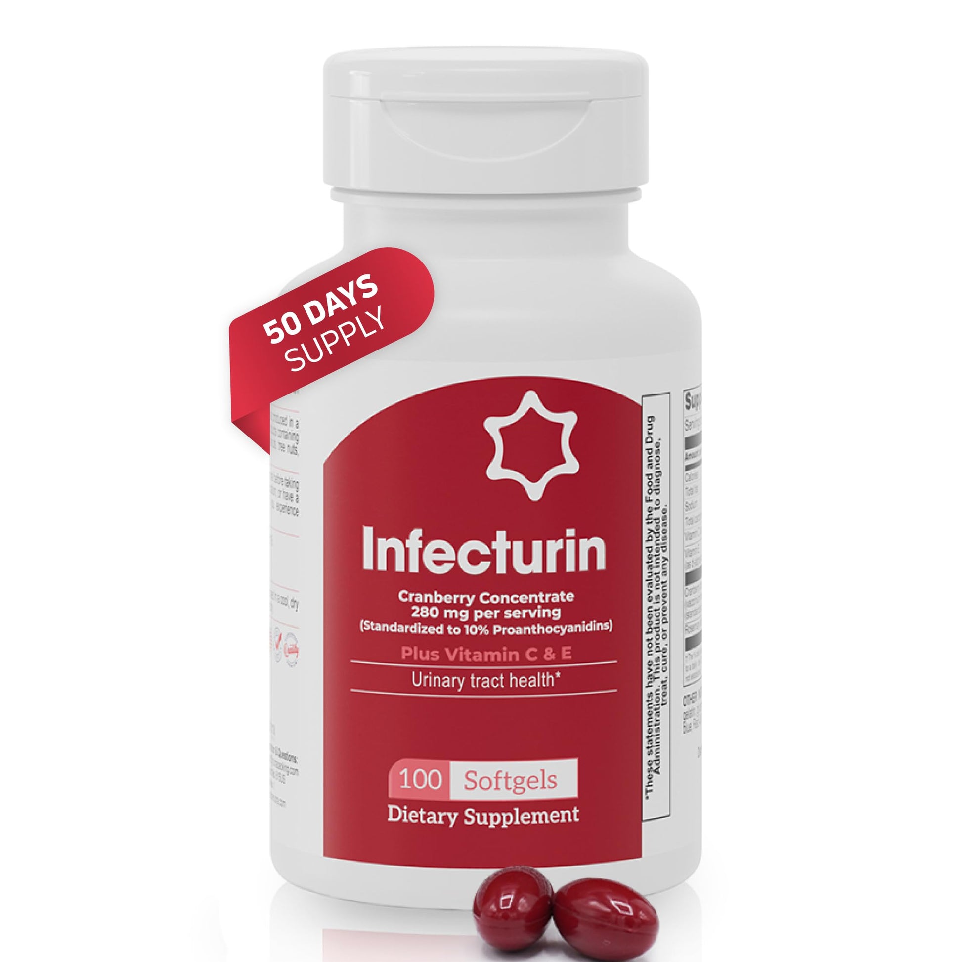 Nutra Nutrition Cranberry Concentrate 280 mg with Vitamin C & E Capsules, 100 Count
