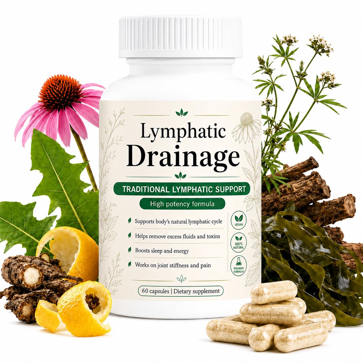 Megacephalus Kavifo Lymphatic Drainage Capsules, 60 Count