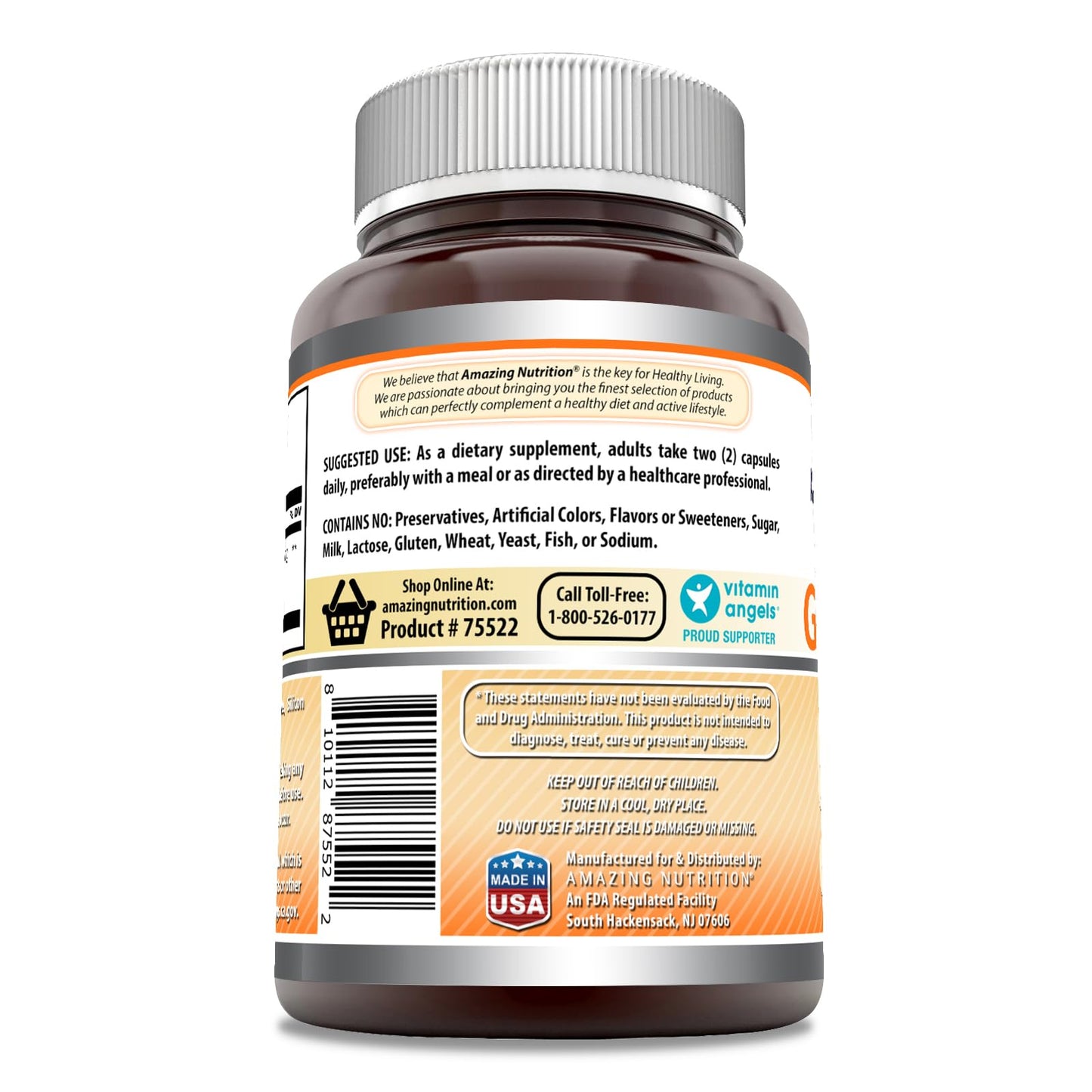 Amazing Nutrition Ginger Root 4:1 Supplement Capsules, 200 Count
