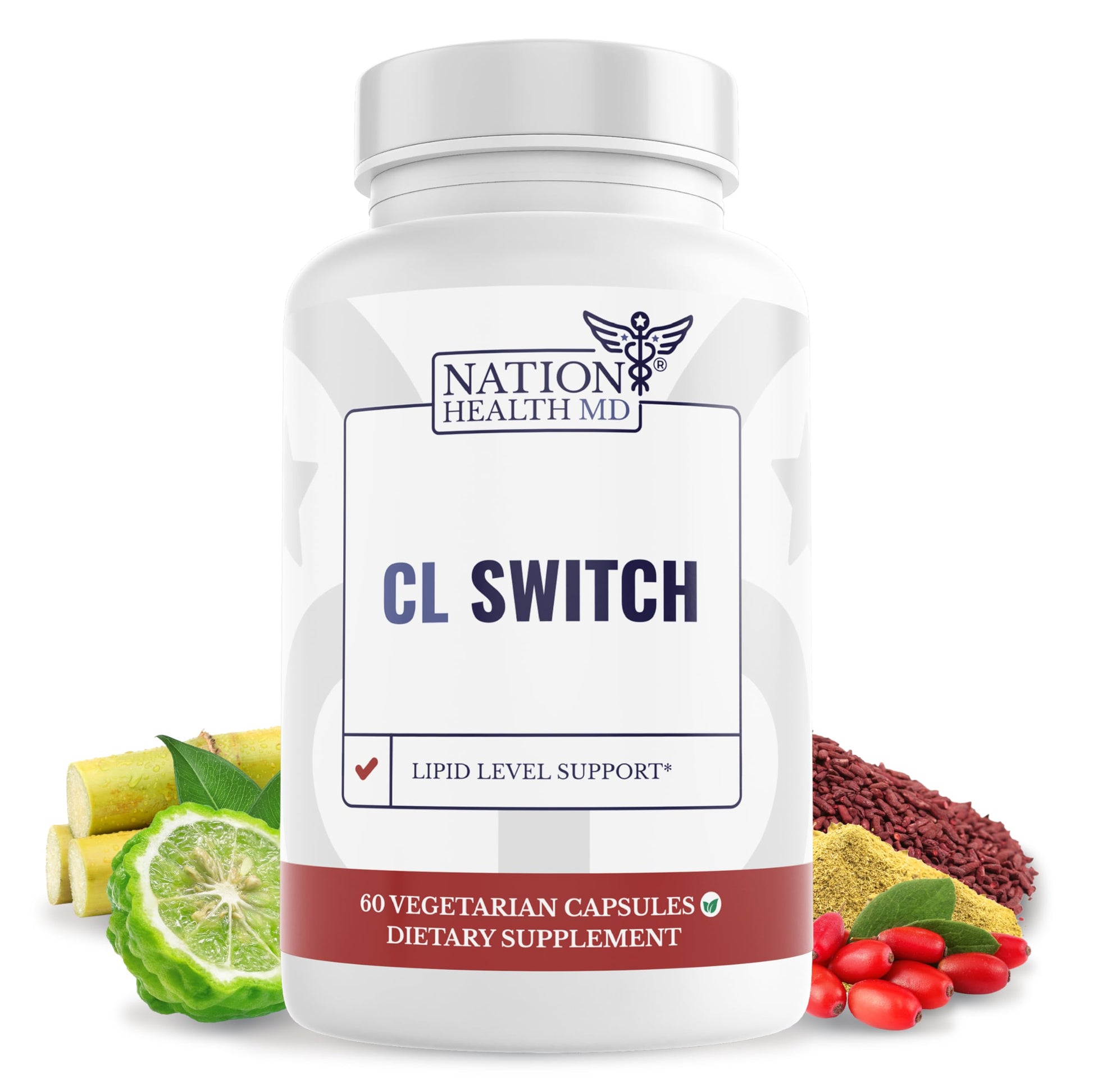 NATION HEALTH MD CL Switch Citrus Bergamot with Berberine & Red Yeast Rice Capsule, 60 Count