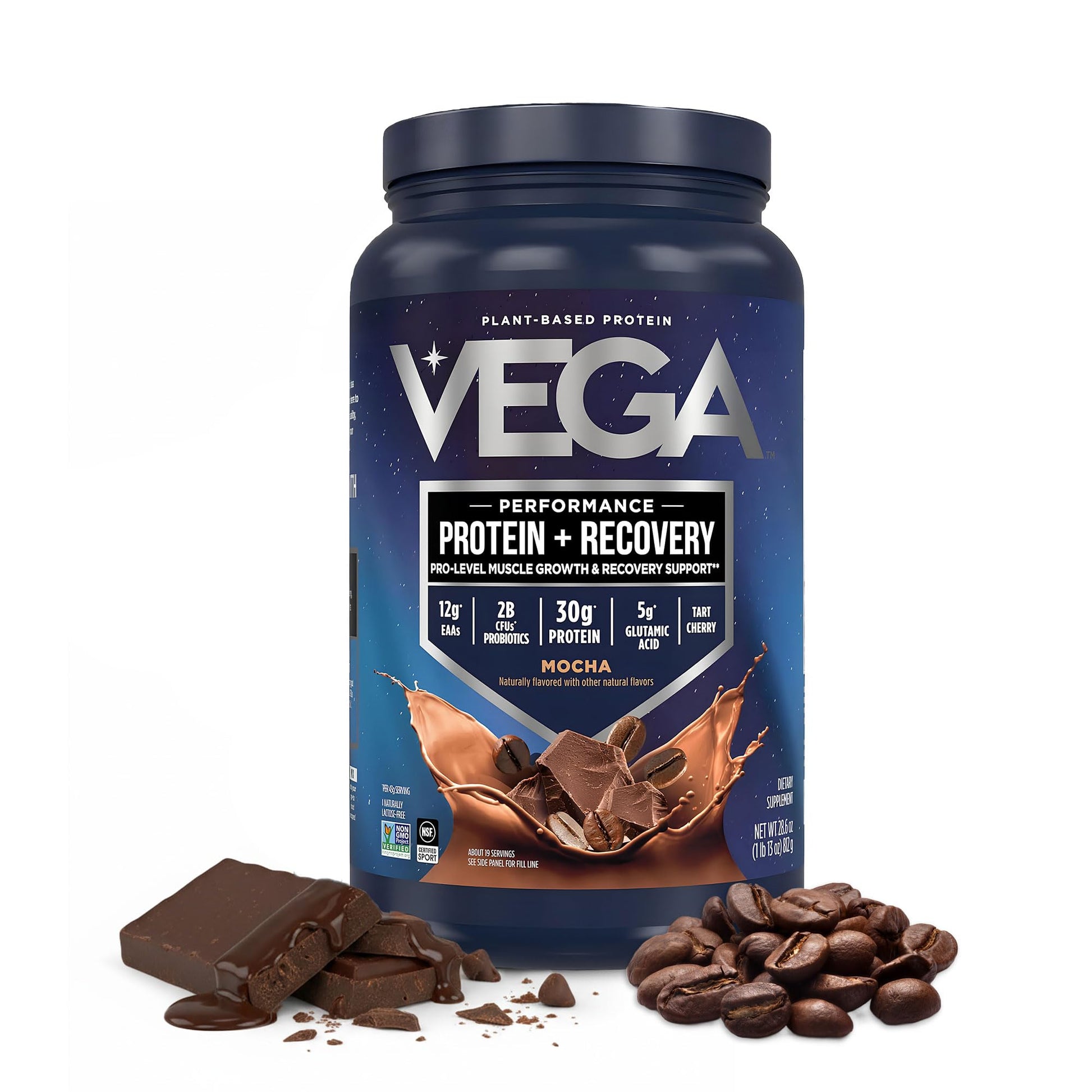 Vega Protein + Recovery Powder, Mocha, 28.6 oz
