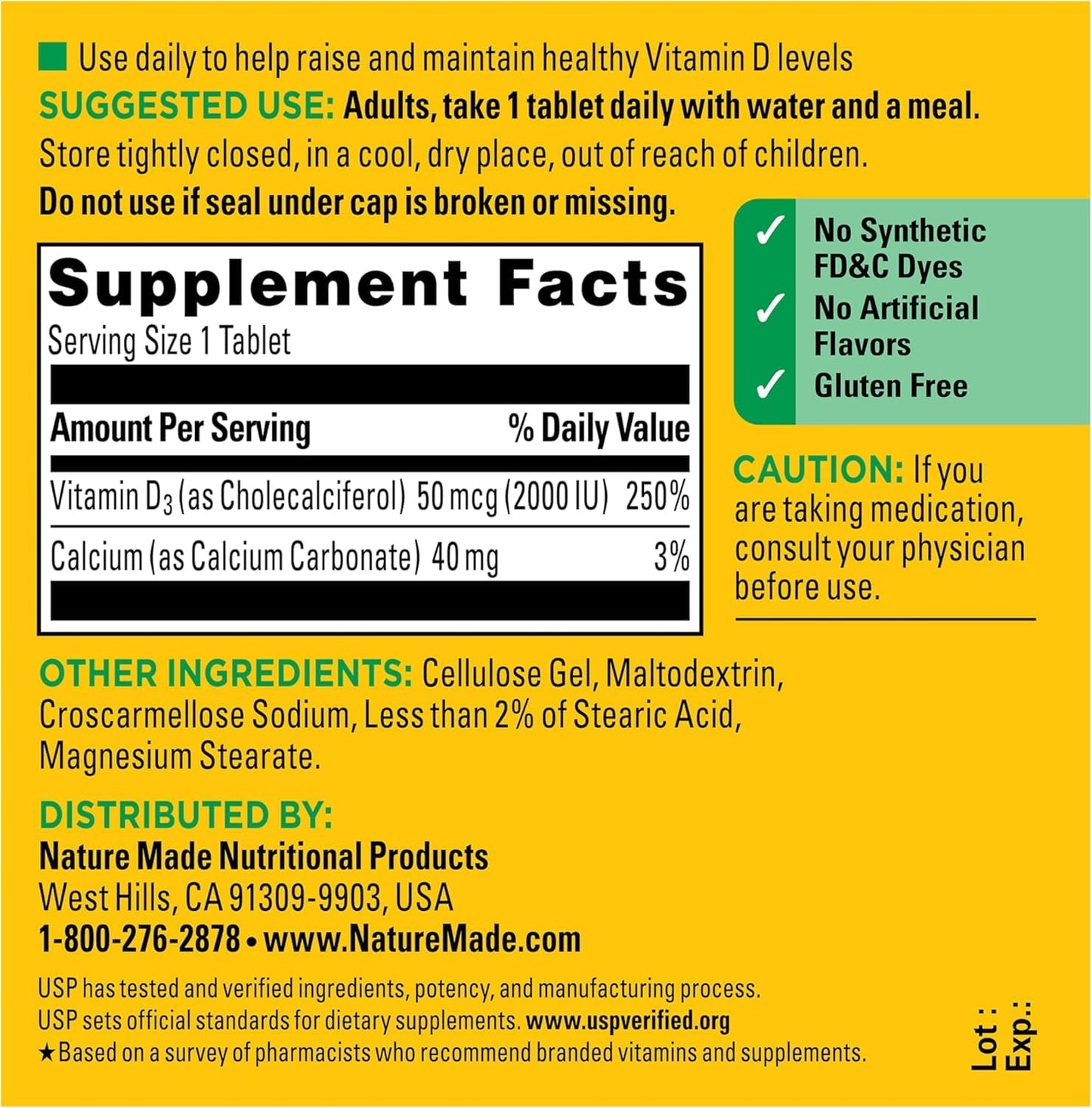 Nature Made Vitamin D3 Tablets, 100 Count