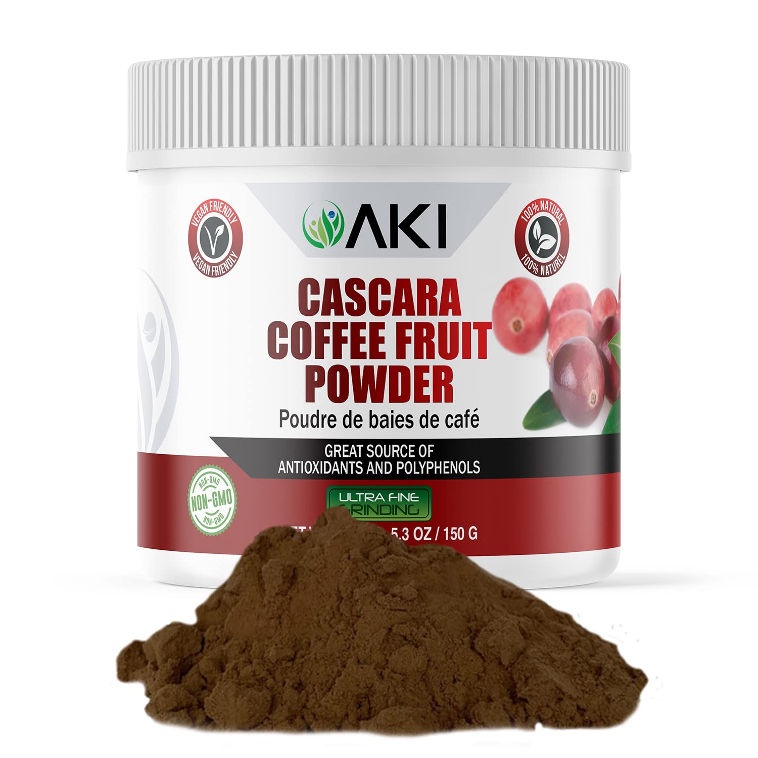 AKI ORGANIC Cascara Coffee Fruit Extract Powder 5.3 Ounce
