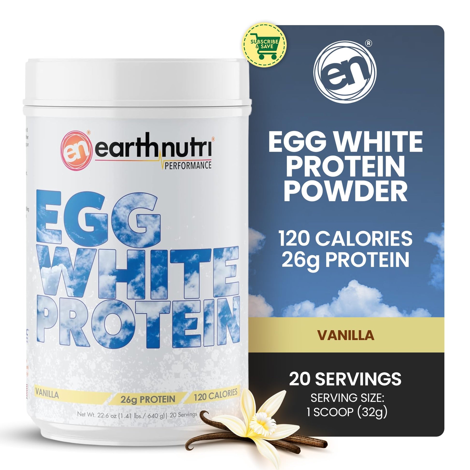 EarthNutri Egg White Protein Powder 22.6 oz Vanilla