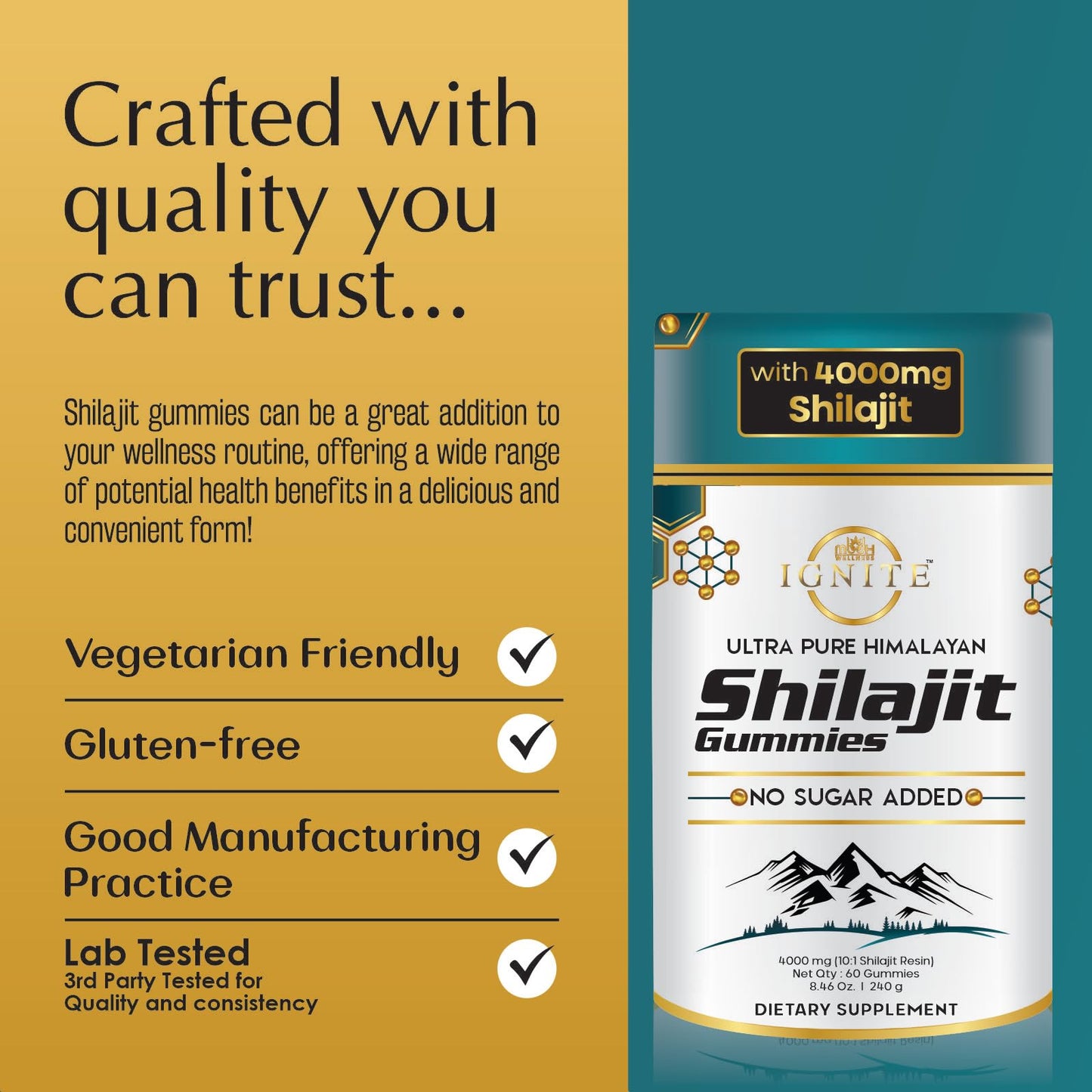MBDH Wellness Pure Himalayan Shilajit Gummies, 60 Gummies