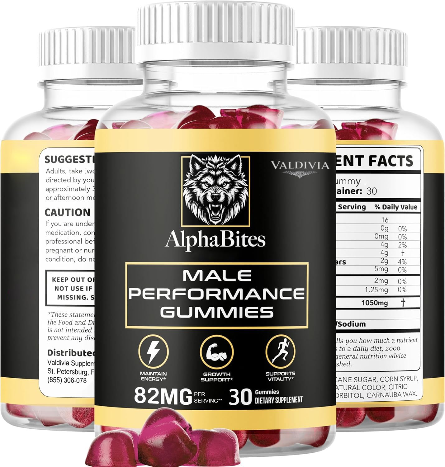 Valdivia Alpha Bites Original Formula 7-in-1 for Men, 150 Gummies